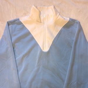 Light blue and white Sincerely Jules cropped active jacket. Size L.